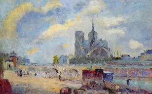 Notre-Dame de Paris and the Bridge of the Archeveche by Albert Lebourg - Oil Painting Reproduction