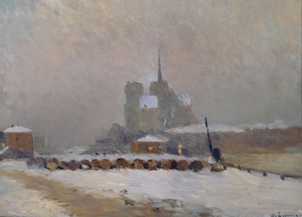 Notre-Dame de Paris. Effet de neige, le soir  by Albert Lebourg - Hand-Painted Oil Painting Reproduction