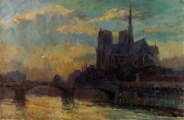 Notre-Dame, Paris by Albert Lebourg - Hand-Painted Oil Painting Reproduction
