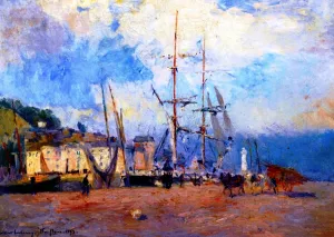 On the Port at Honfleur by Albert Lebourg - Oil Painting Reproduction