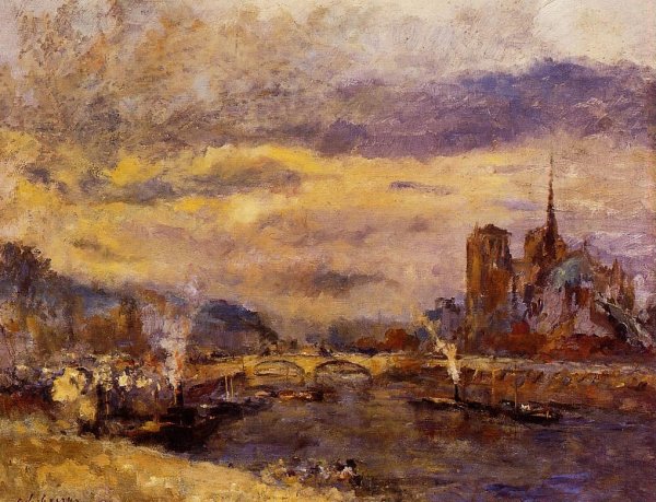 Paris, the Seine and Notre-Dame by Albert Lebourg - Hand-Painted Oil Painting Reproduction