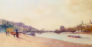 Paris, the Seine and the Pont des Saint-Peres, with the Louvre by Albert Lebourg - Oil Painting Reproduction