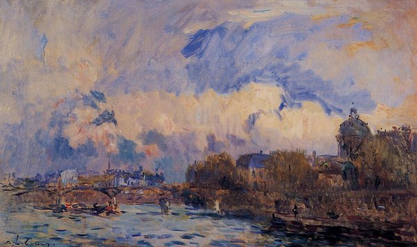 Paris, the Seine at Pont des Arts and the Institute by Albert Lebourg - Hand-Painted Oil Painting Reproduction