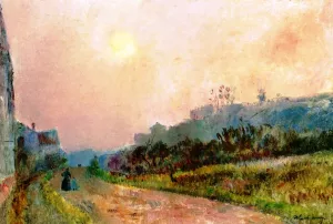 Peasant and Her Son on a Road by Albert Lebourg - Oil Painting Reproduction