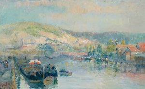 Peniche Et Bord De Seine Anime Pres De Rouen by Albert Lebourg Oil Painting