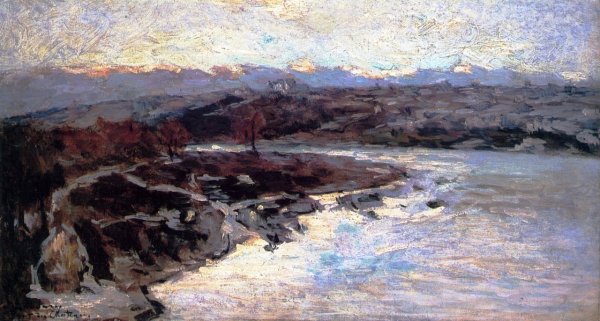 Pont du Chateau de l'Allier in Winter by Albert Lebourg - Hand-Painted Oil Painting Reproduction