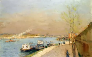 Quay on the Seine, Spring Morning by Albert Lebourg - Oil Painting Reproduction