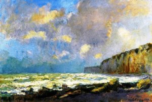 Rising Seas at Veulettes Oil painting by Albert Lebourg