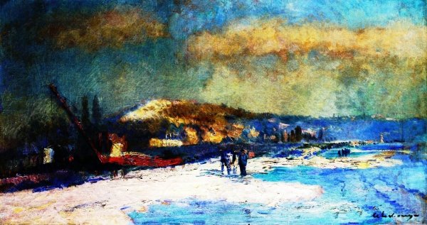 Main Product Photo of Rouen, La Cte Sainte Catherine vue de la Rive Gauche Painting by Albert Lebourg