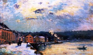 Snow at Bougival, Winter Sunlight by Albert Lebourg Oil Painting