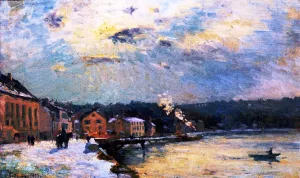 Snow at Bougival, Winter Sunlight by Albert Lebourg Oil Painting