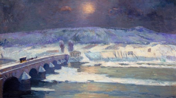 Main Product Photo of Snow in Auvergne Painting by Albert Lebourg