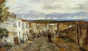 Street in Pont du Chateau painting by Albert Lebourg