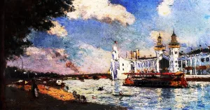 The Algerian Palace on the Seine, Universal Exposition of 1889 by Albert Lebourg Oil Painting
