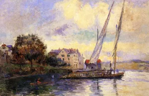 The Banks of Lake Geneva, St. Gingolph by Albert Lebourg Oil Painting