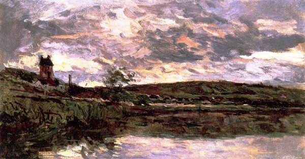 The Banks of the Seine at Vetheuil, Overcast by Albert Lebourg - Hand-Painted Oil Painting Reproduction