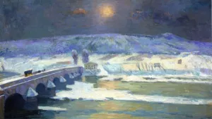 The Bridge Over the Allier at Pont-du-Chateau in Winter by Albert Lebourg - Oil Painting Reproduction