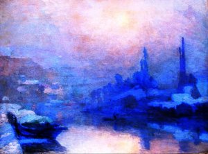 The Effect of Snow over the Seine at L'ile Lacroix by Albert Lebourg Oil Painting