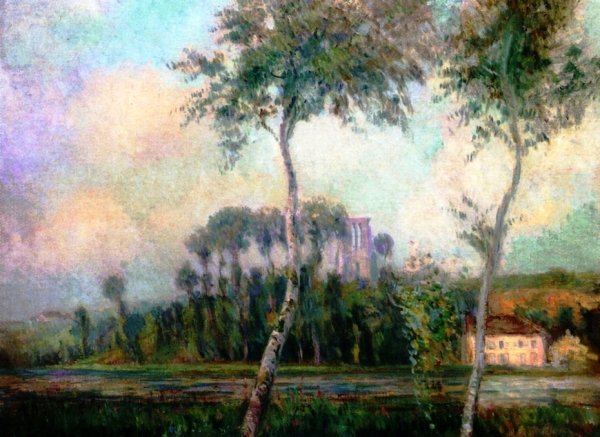 The Pond at Moulineux, Morning by Albert Lebourg - Hand-Painted Oil Painting Reproduction