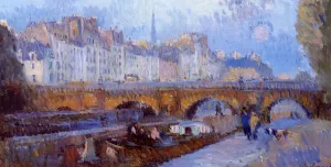 The Pont Neuf and the Monnaie Lock by Albert Lebourg Oil Painting