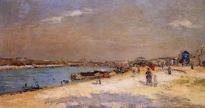 The Port of Bercy, Unloading the Sand Barges by Albert Lebourg - Oil Painting Reproduction