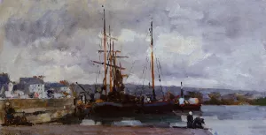 The Port of Rouen, Grey Weather by Albert Lebourg Oil Painting