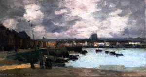 The Quays of Dieppe, After the Rain by Albert Lebourg Oil Painting