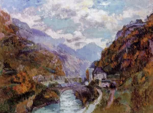 The Rhone at Saint-Maurice, Valais also known as Switzerland by Albert Lebourg Oil Painting