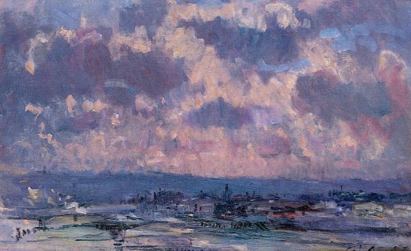 The Seine and the Faubourt Saint-Server, Sky Study by Albert Lebourg - Hand-Painted Oil Painting Reproduction
