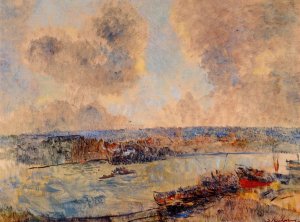 The Seine near Paris Oil painting by Albert Lebourg
