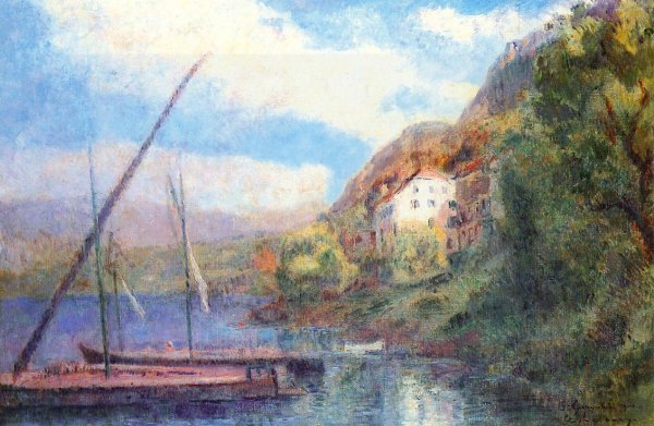 The Shores of Lake Geneva at Saint-Gingolph by Albert Lebourg - Hand-Painted Oil Painting Reproduction