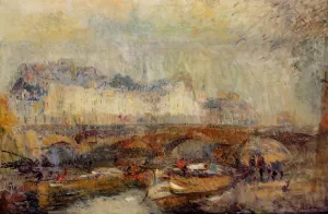 The Small Arm of the Seine at Pont Neuf by Albert Lebourg Oil Painting