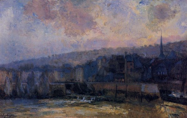 The Waterfront, Port of Honfleur by Albert Lebourg - Hand-Painted Oil Painting Reproduction