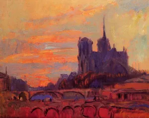 View of Notre Dame and the Seine by Albert Lebourg Oil Painting