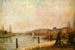View of Rouen in Winter Oil painting by Albert Lebourg