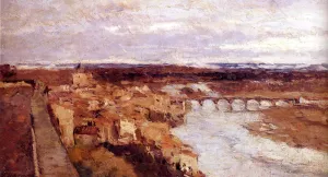 View of the Town of Pont-du-Chateau Oil painting by Albert Lebourg