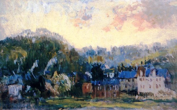 Main Product Photo of Village on the Seine Near Rouen Painting by Albert Lebourg