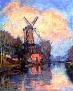 Windmill on the Meuse, Holland by Albert Lebourg Oil Painting