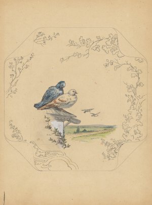 Ontwerp voor bord van het model 'Square' met duiven by Albert Louis Dammouse Oil Painting
