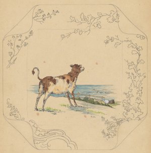 Ontwerp voor bord van het model 'Square' met koeien aan zee by Albert Louis Dammouse Oil Painting