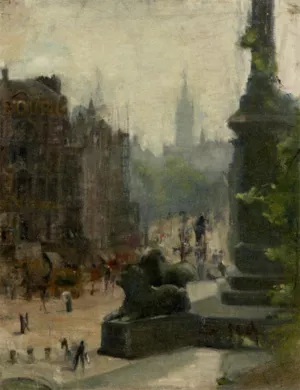 Trafalgar Square by Albert Ludovici - Oil Painting Reproduction