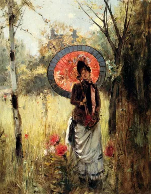 A Summer Stroll by Albert Lynch Oil Painting