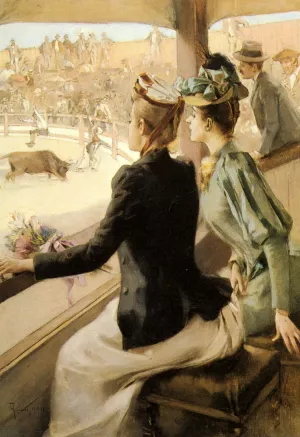 At the Bullfight by Albert Lynch Oil Painting