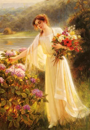 Gathering Flowers by Albert Lynch Oil Painting