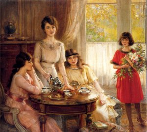 L'heure Du The by Albert Lynch Oil Painting