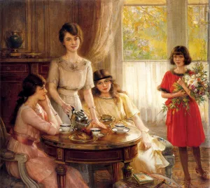 L'heure Du The by Albert Lynch Oil Painting