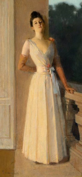 Portrait By Gaslight by Albert Lynch Oil Painting