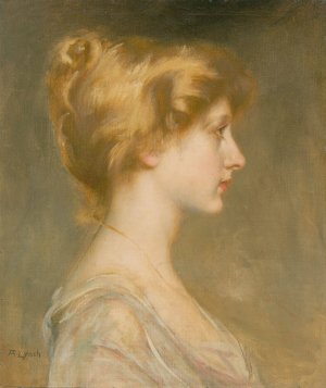 Portrait of a blond woman by Albert Lynch Oil Painting