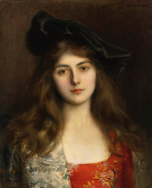 Main Product Photo of Portrait of a Young Woman Painting by Albert Lynch