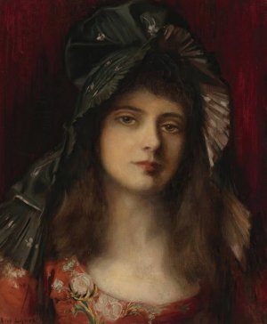 The Green Bonnet by Albert Lynch Oil Painting
